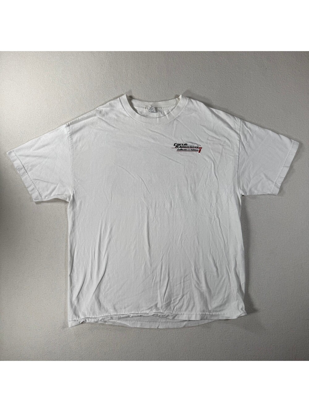 Vintage Caruk & Associates White Graphic T-Shirt Car XL